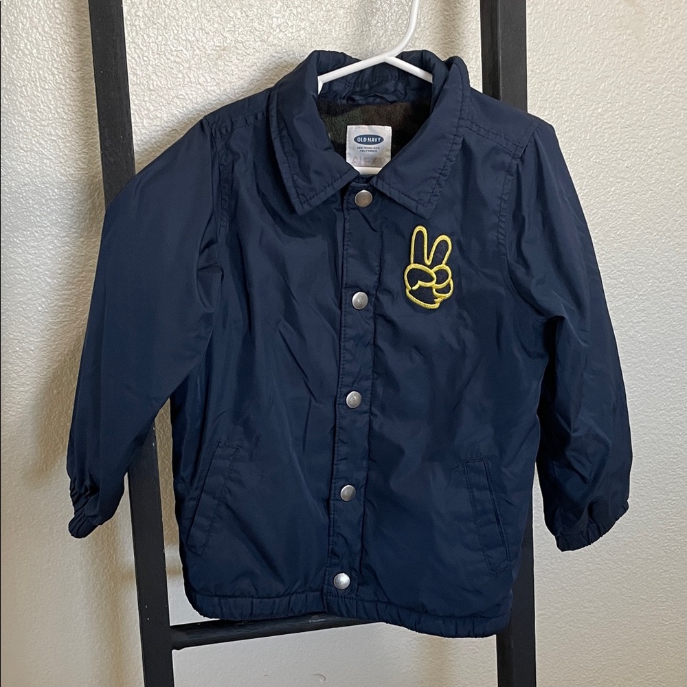 Old Navy Blue Jacket with Peace Sign Patch